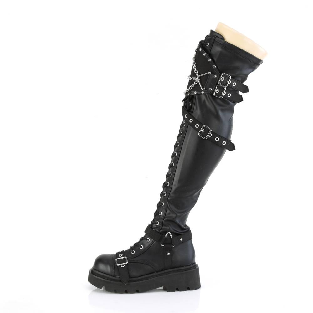 DemoniaCult - RENEGADE-320 Plateau overknee Laarzen - Zwart